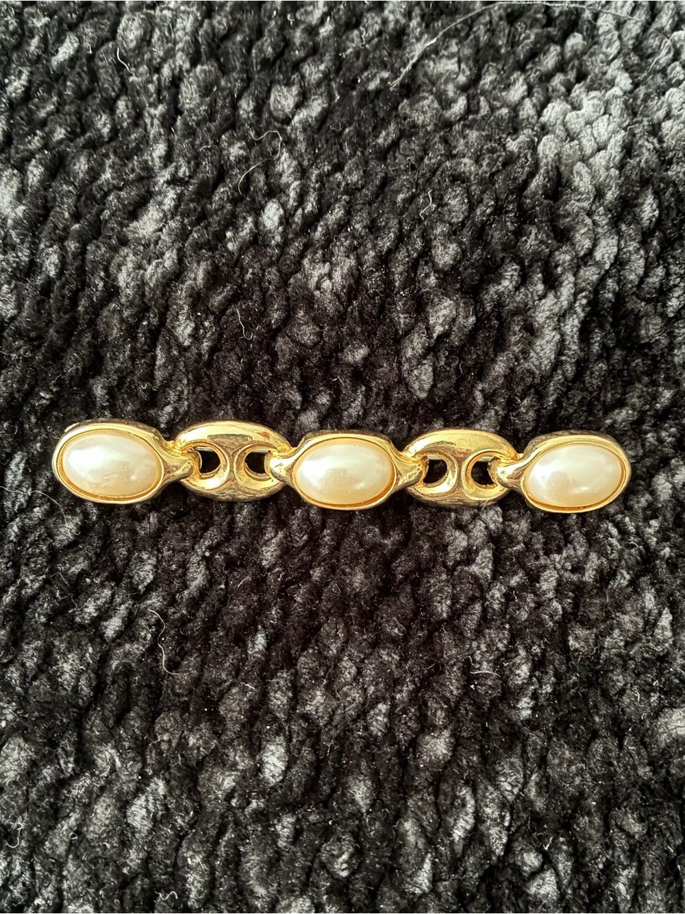 Paolo Gucci Gold Pearl Link Bar Brooch - Women Jewelry Pin